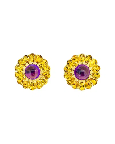 Arthur Marder Fine Jewelry 18k Gold Over Silver Gemstone Flower Studs