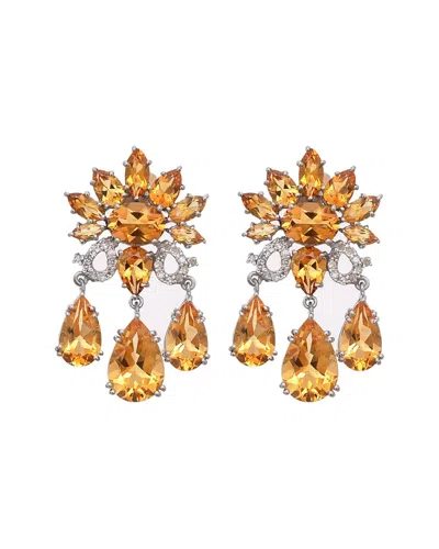 Arthur Marder Fine Jewelry Silver 0.32 Ct. Tw. Diamond & Citrine Earrings In Brown
