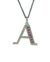 Arthur Marder Fine Jewelry Silver 1.10 Ct. Tw. Diamond & Ruby Initial Necklace (a-z)