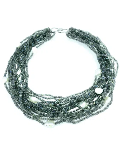 Arthur Marder Fine Jewelry Silver 11mm Pearl Necklace In Green