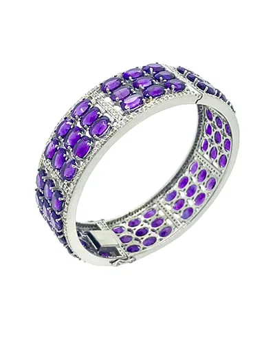 Arthur Marder Fine Jewelry Silver 4.00 Ct. Tw. Diamond & Amethyst Bracelet