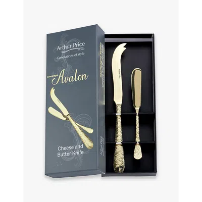 Arthur Price Champagne Avalon Set Of Two Pvd-coated Stainless-steel Cheese And Butter Knife