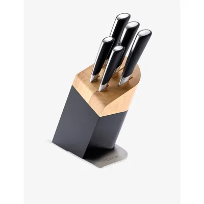 Arthur Price Stainless Steel/wood 6-piece Stainless-steel And Wood Knife Block Set In Black