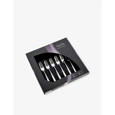 Arthur Price Willow 6-piece Stainless-steel Pastry Fork Set Stainless Steel In Black