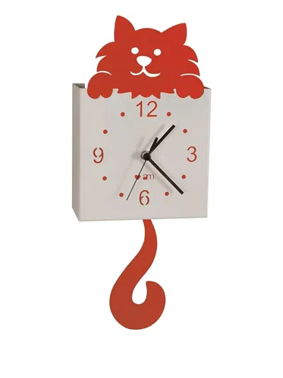 Arti & Mestieri Cat-shaped Pendulum Clock (40cm X 15cm) In White