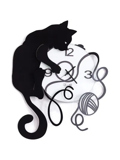 Arti & Mestieri Cat-themed Wall Clock In Black
