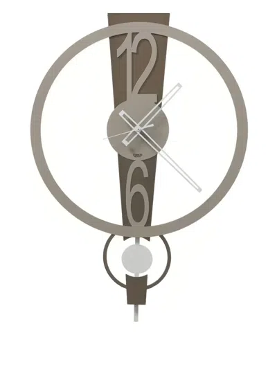 Arti & Mestieri Circular Pendulum Wall Clock (60cm X 42cm) In Gray
