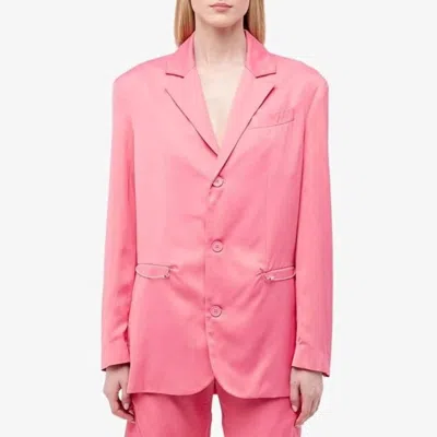 Artica Arbox Women's  Blazer Bubble Gum Three-button Suit Jacket Red507 In Pink