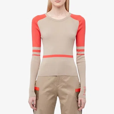 Artica Arbox Women's Artica-arbox Top Beige Red Bicolor Raglan Sleeve Pullover Red508 In Gray