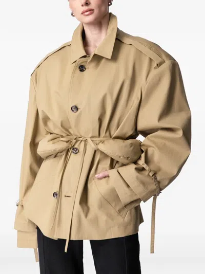 Article Ten Belted Trench Jacket In Brown