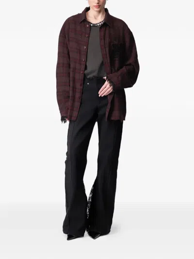 Article Ten Distressed Plaid Shirt In Brown