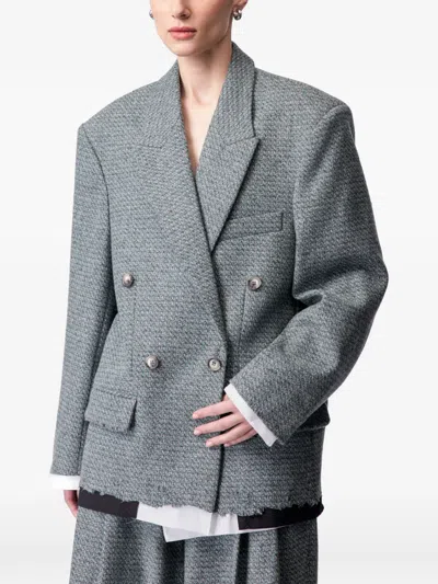 Article Ten Double-breasted Tweed Blazer In Gray
