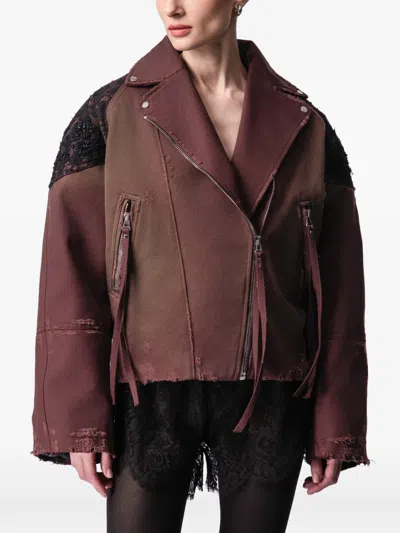 Article Ten Lace-panelling Jacket In Brown