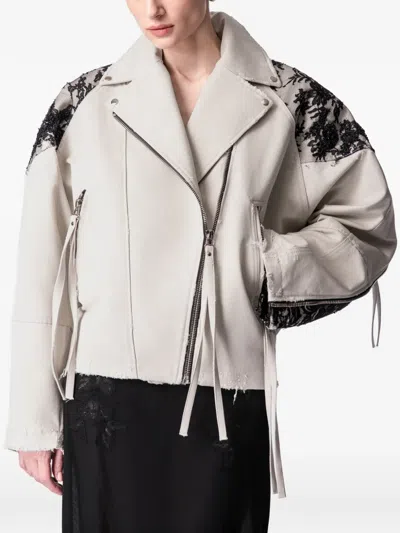 Article Ten Lace-panelling Jacket In Neutral