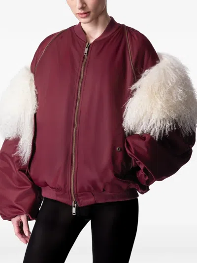 Article Ten Shearling-panel Bomber Jacket In Red