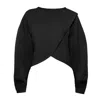Article X Women's Black Cross Over Crop Sweatshirt In Black