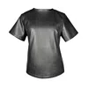 Article X Women's Black Leather T-shirt In Black