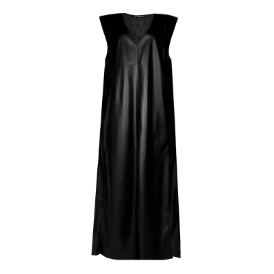 Article X Women's Leather V Maxi Dress - Black