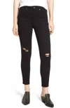 Articles Of Society Heather Raw Hem Ripped Skinny Jeans In Black In Black