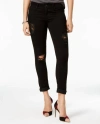 Articles Of Society Karen Cuffed Crop Ripped Skinny Jeans In Black In Black
