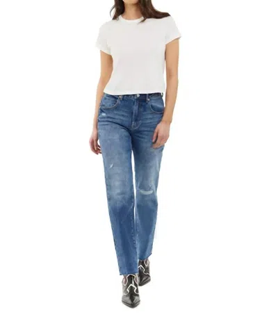 Articles Of Society Village High Rise Straight Jeans In Deep Lake