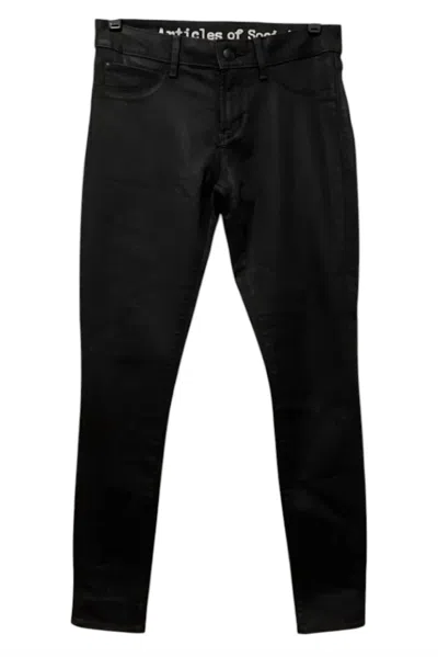 Articles Of Society Women's Coated Denim Pants In Black