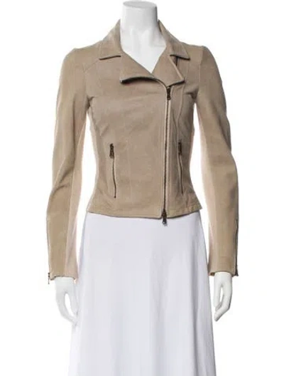 Pre-owned Artico Leather Biker Jacket In Neutral