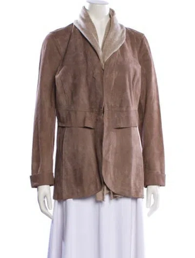 Pre-owned Artico Suede Faux Fur Jacket In Gray