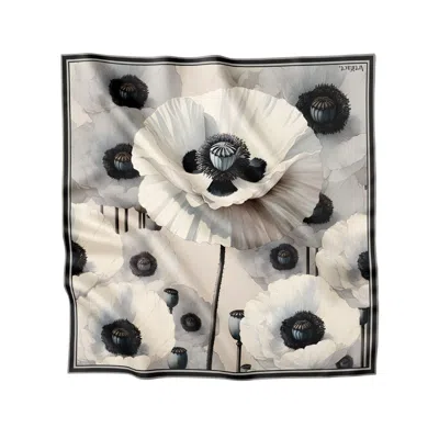 Artifact. Women's Black / Grey / Neutrals Alba Noir Square Silk Scarf