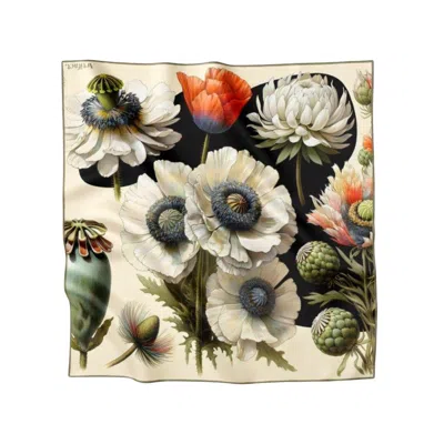 Artifact. Women's Black / Neutrals De Fleurs Large Square Silk Scarf
