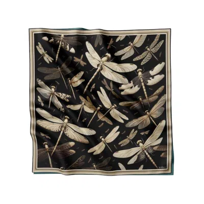 Artifact. Women's Black / Neutrals Dragonfly Large Square Silk Scarf