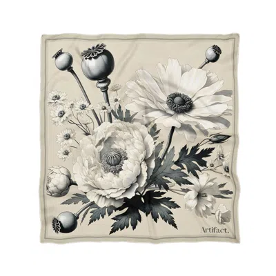 Artifact. Women's Neutrals / Black / Grey Noir Bloom Square Silk Scarf