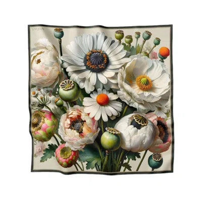 Artifact. Women's Neutrals / Green Bloom Square Silk Scarf