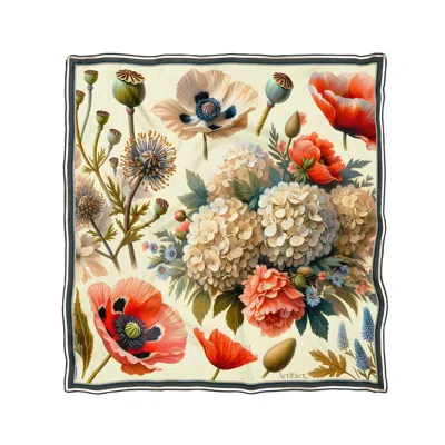 Artifact. Women's Neutrals / Red Eden Square Silk Scarf