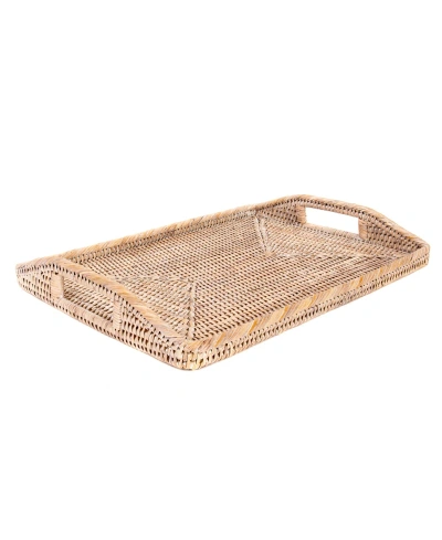 Artifacts Trading Company Artifacts Rattan 14" Rectangular Tray In Off-white