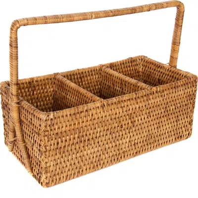 Artifacts Trading Company ™ Artifacts Rattan 3 Section Caddy/cutlery Holder With Handle In Brown