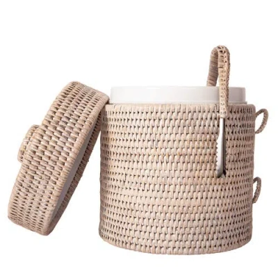 Artifacts Trading Company ™ Artifacts Rattan Ice Bucket With Tongs In Pink