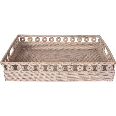 Artifacts Trading Company ™ Artifacts Rattan Inna Design Rectangular Tray With Cutout Handles In Pink