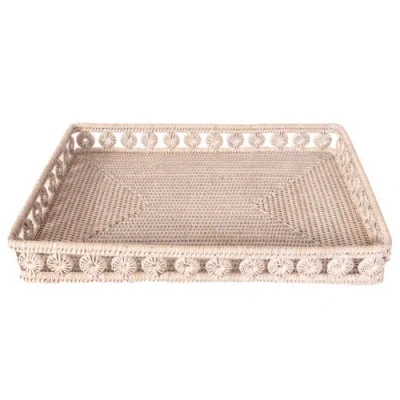 Artifacts Trading Company ™ Artifacts Rattan Inna Design Rectangular Tray With Glass Insert In Neutral