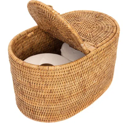 Artifacts Trading Company ™ Artifacts Rattan Oval Double Tissue Roll Box In Brown