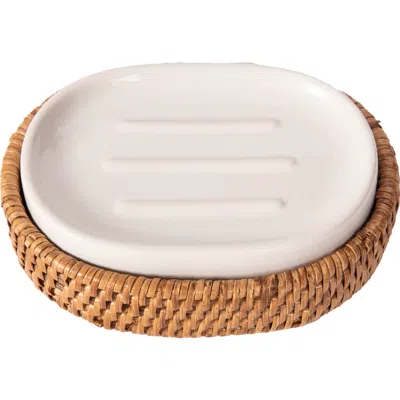 Artifacts Trading Company ™ Artifacts Rattan Rattan Oval Soap Dish With Ceramic Insert In Brown