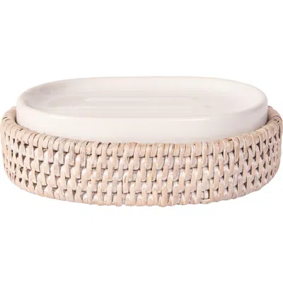 Artifacts Trading Company ™ Artifacts Rattan Rattan Oval Soap Dish With Ceramic Insert In Pink