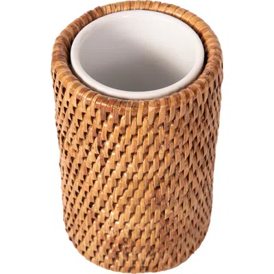 Artifacts Trading Company ™ Artifacts Rattan Rattan Round Tumbler With Ceramic Insert In Brown