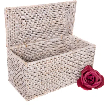 Artifacts Trading Company ™ Artifacts Rattan Rectangular Double Toilet Roll Holder With Hinged Lid In Neutral