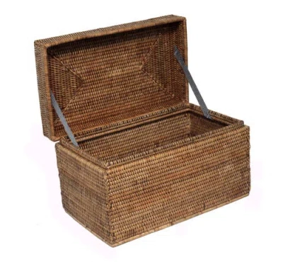 Artifacts Trading Company ™ Artifacts Rattan Rectangular Hinged Chest/trunk In Brown