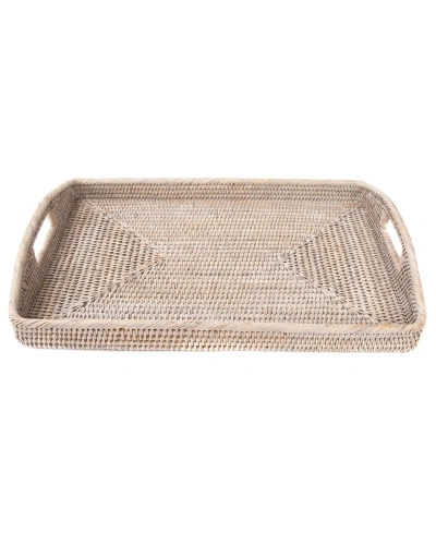 Artifacts Trading Company Artifacts Rattan Rectangular Serving Tray In Off-white