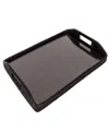Artifacts Trading Company Artifacts Rattan Rectangular Tray With Glass Insert In Tudor Black