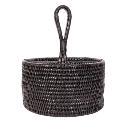 Artifacts Trading Company ™ Artifacts Rattan Round 4 Section Caddy/cutlery Holder In Black