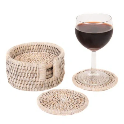 Artifacts Trading Company ™ Artifacts Rattan Round Coasters With Box In Neutral