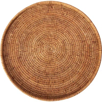 Artifacts Trading Company ™ Artifacts Rattan Round Flat Tray In Brown